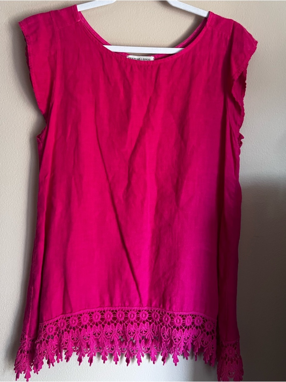 Terzo Millennio Pink Lace‑Trim Top – Made in Italy – Size S